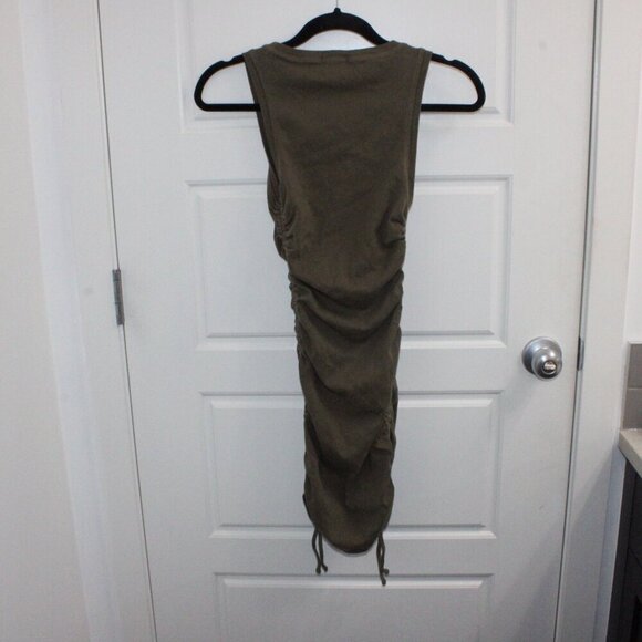Good American Olive Green Sleeveless Ruched Mini Dress Size 1 - Picture 3 of 3